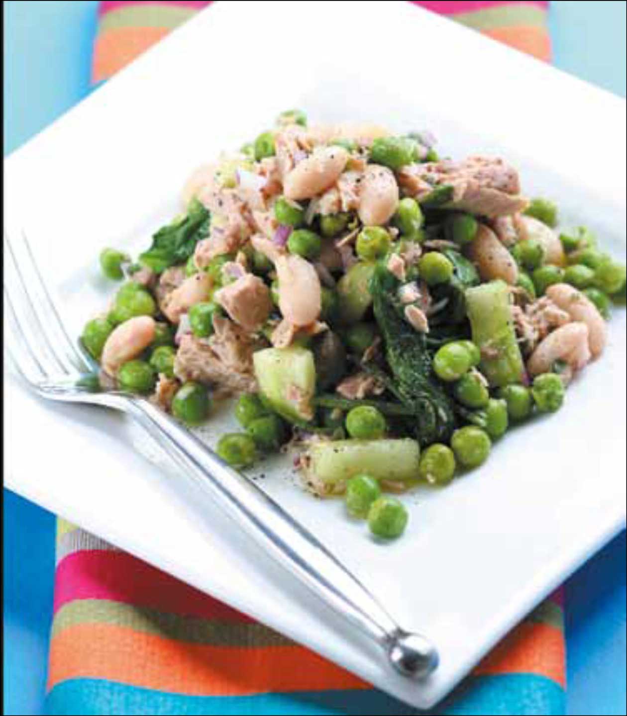Pea, Tuna and White Bean Salad with Lemon Dressing