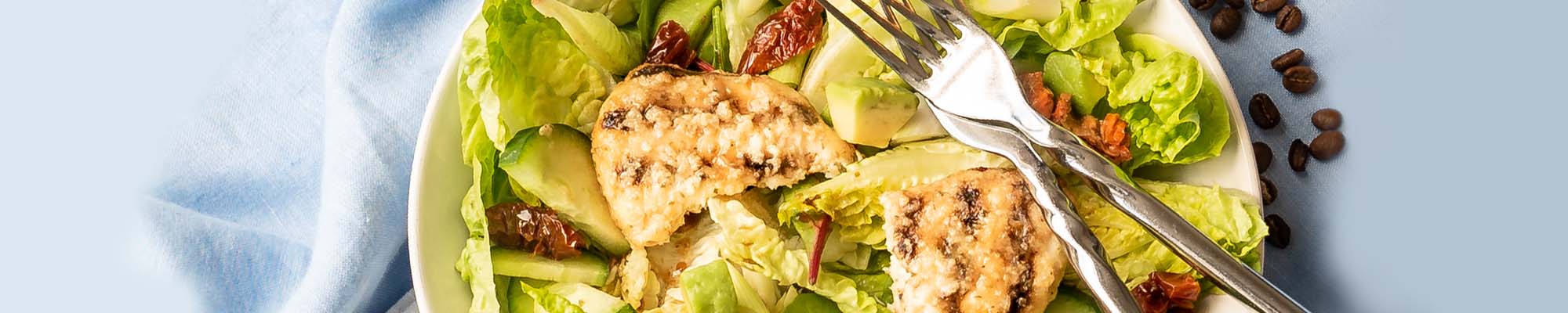 Green Chicken Salad with Coffee Glaze 