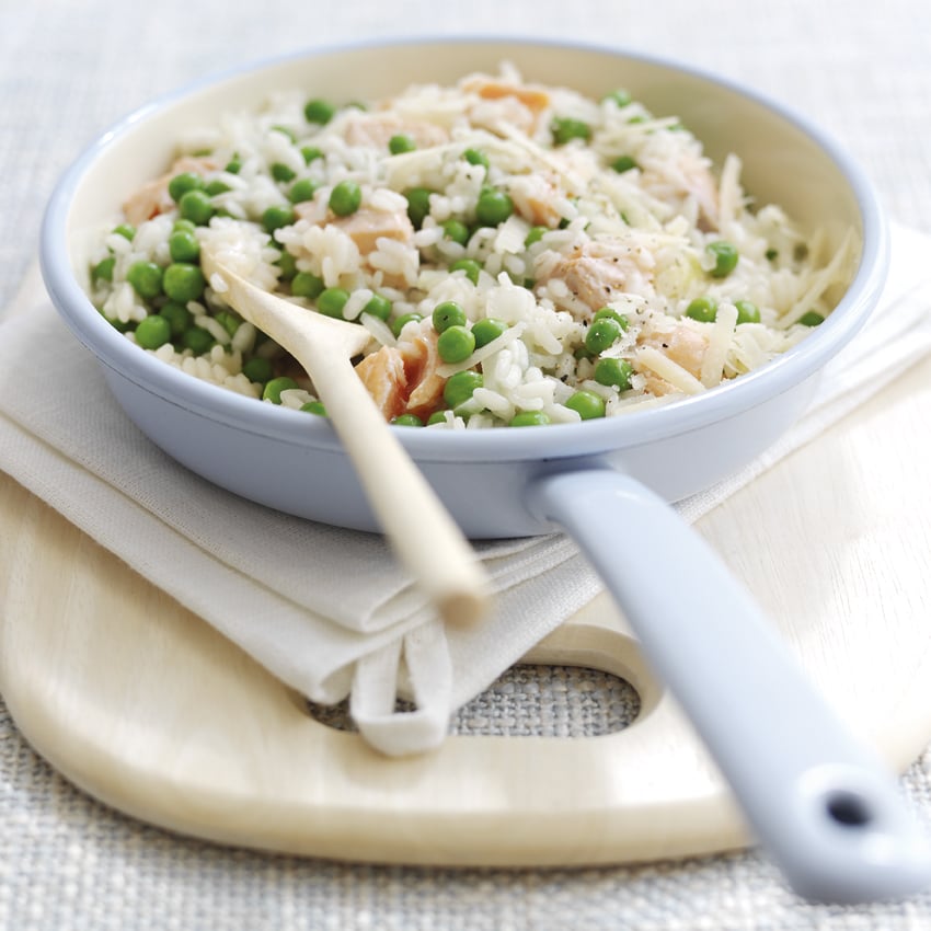 Salmon and Pea Risotto with Parmesan Cheese
