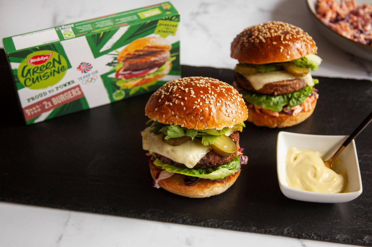 Green Cuisine Vegan Cheeseburger & Wasabi Slaw